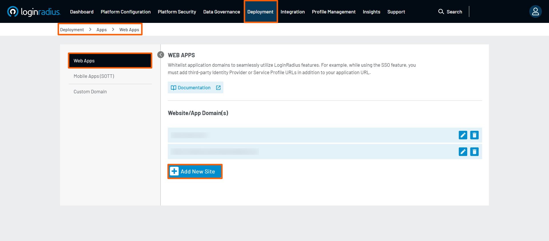 Add New Site Add New Site