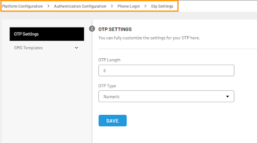 otp settings otp settings