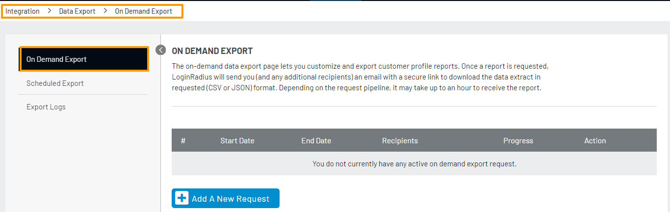 On-Demand Export On-Demand Export
