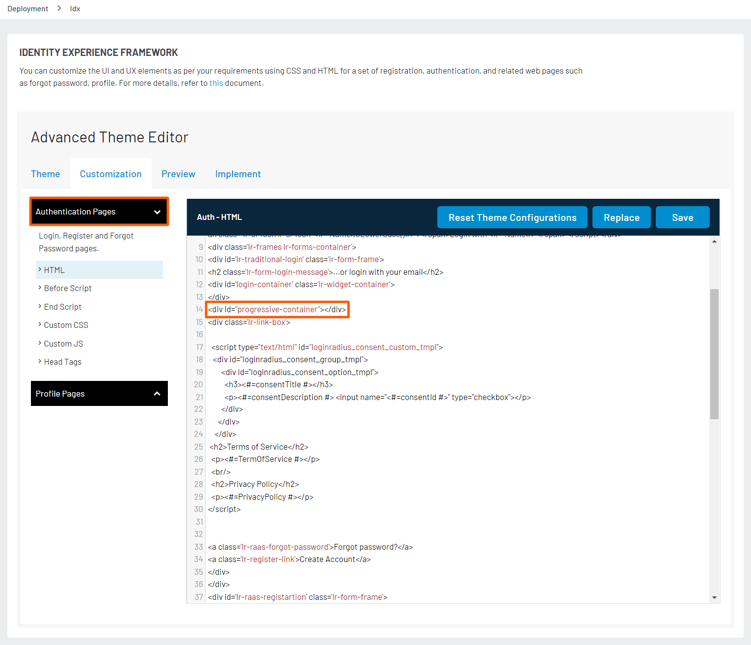 Progressive profiling interface HTML code