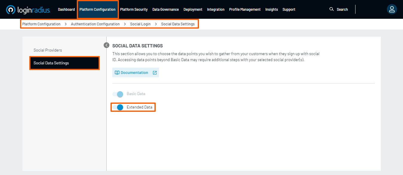 Social Data Settings - Extended Data Social Data Settings - Extended Data