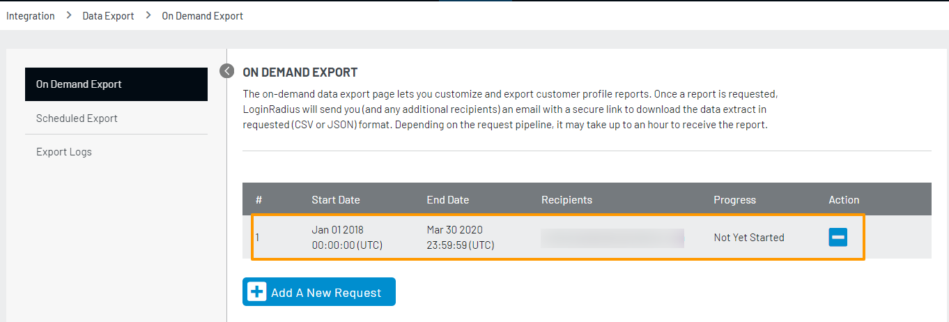 On-Demand Export On-Demand Export