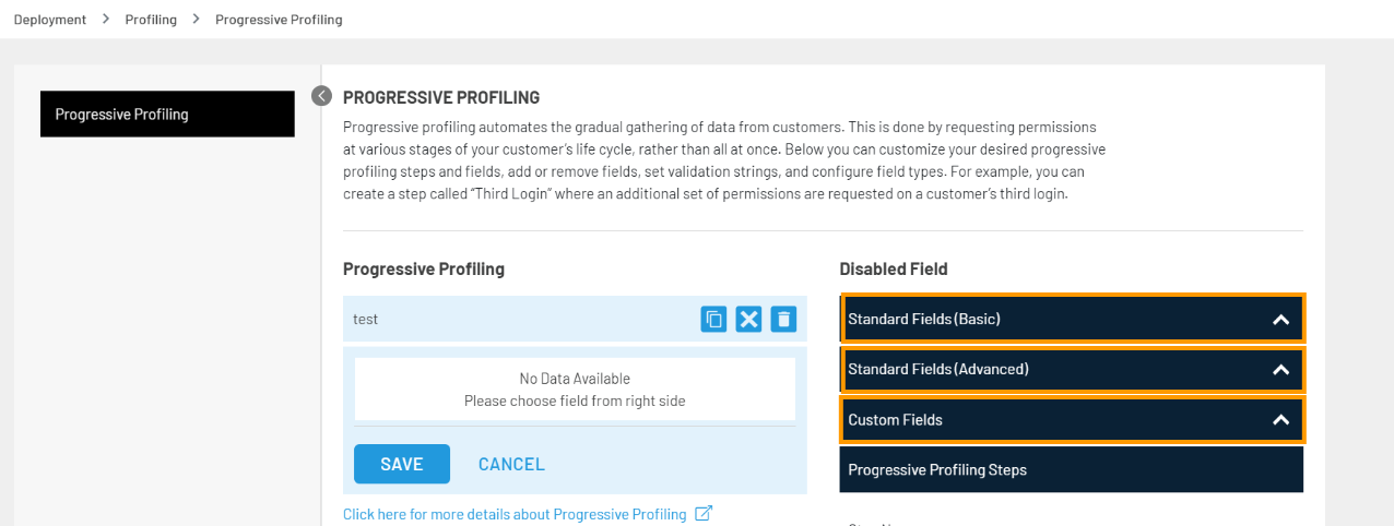 progressive profiling data schema